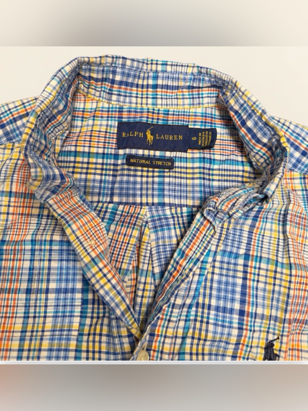 Ralph Lauren Boys Size 6 Plaid Short-Sleeve Button-Down Shirt - Picture 3 of 4